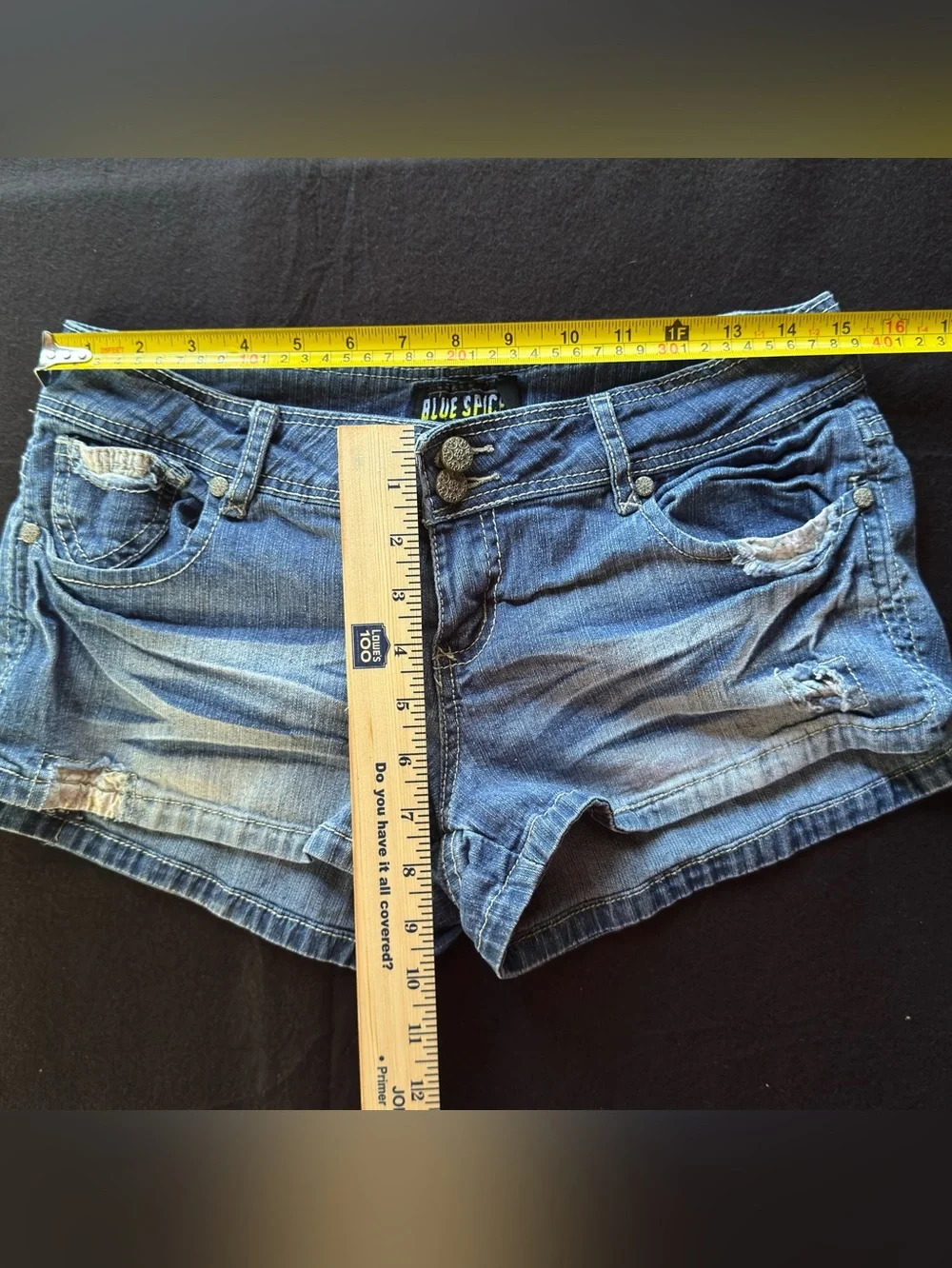 Y2K Blue Spice Faded Indigo Low-Rise Jean Mini Shorts Britney Spears pool beach